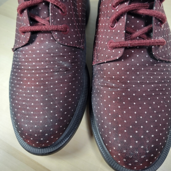 Dr. Martens Evan Maroon & White Polka Dots Boots Booties Women's Size 7 - Picture 8 of 14